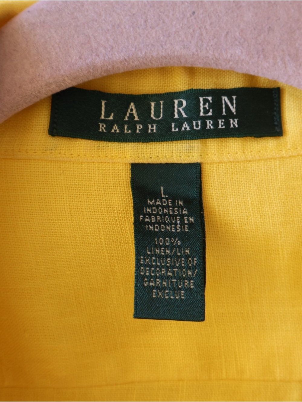 Ralph Lauren Bright Yellow Button-Down Shirt with Chest Pockets L - Picture 4 of 4